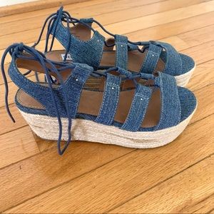 Steve Madden Brayla Denim Fabric Wedges Size 9